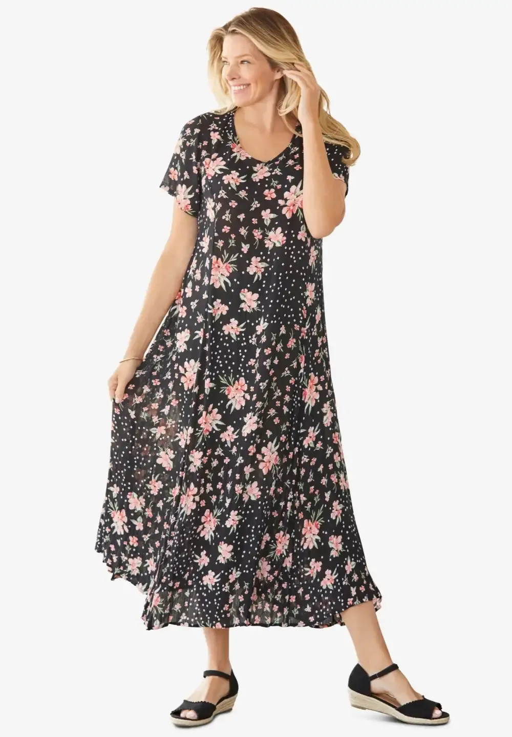 Short-Sleeve Crinkle Dress