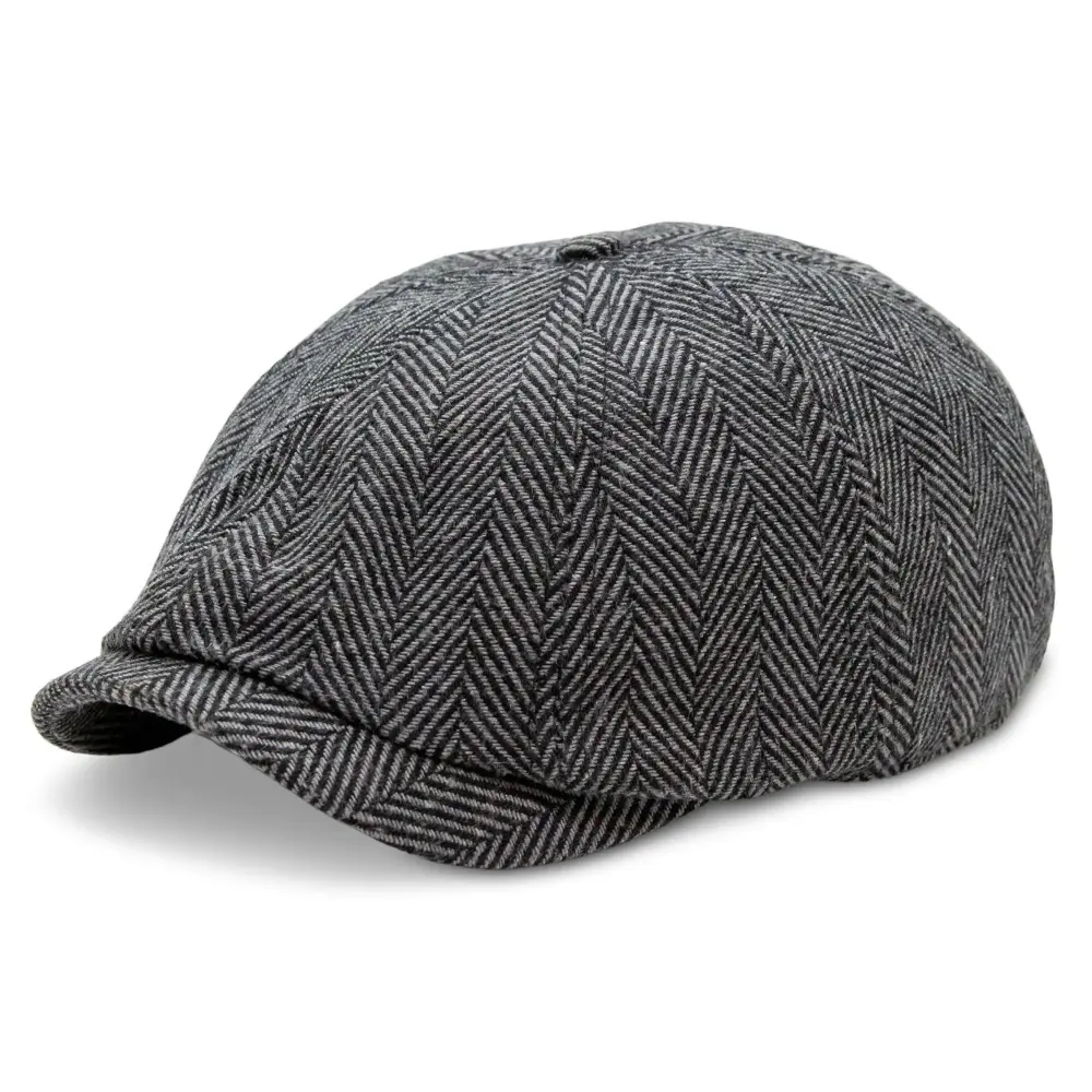 The Baker Boy Boston Scally Cap - Grey Herringbone