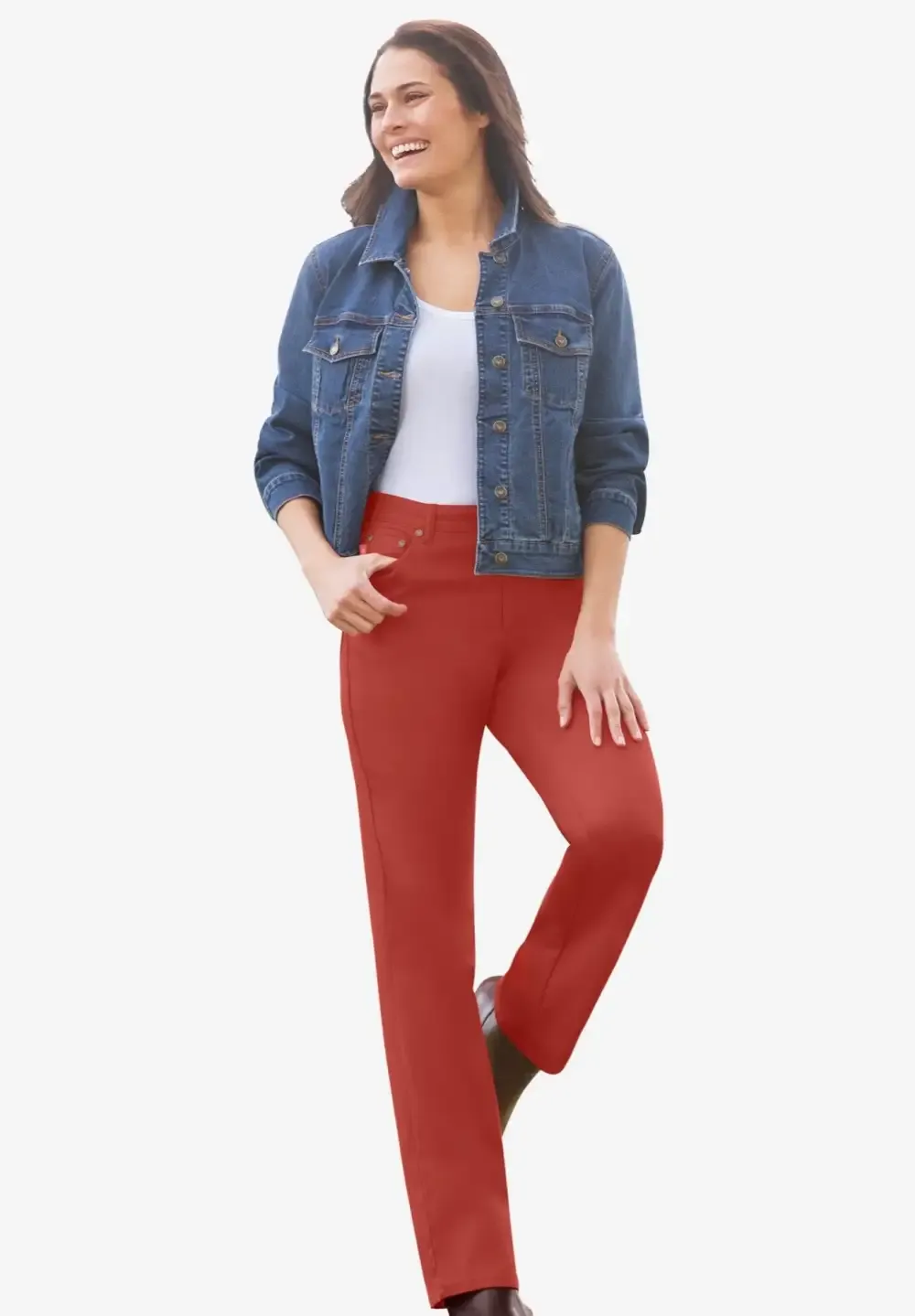 Straight-Leg Stretch Denim Jean
