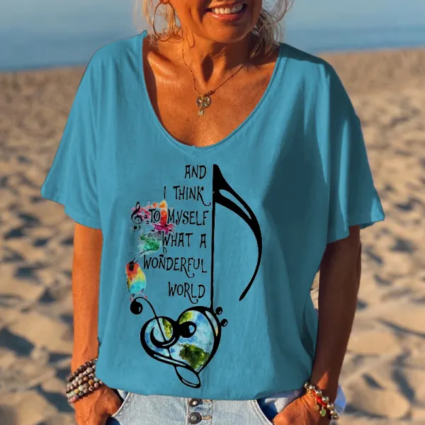 And I Think To Myself What A Wonderful World Musical Note Graphic Tees