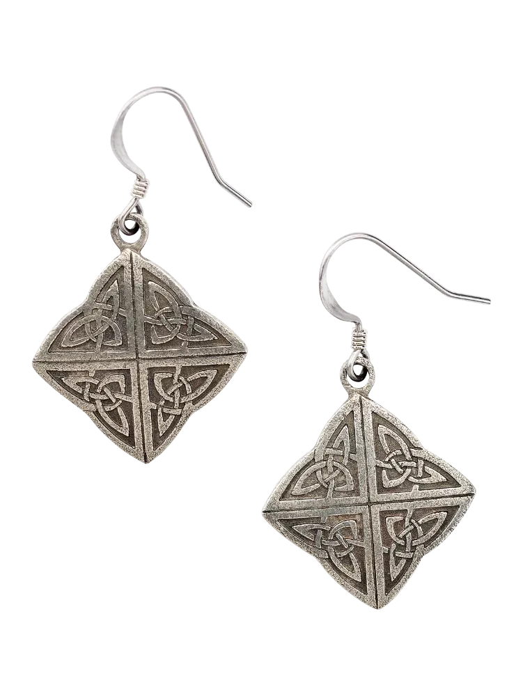 Pewter Celtic Knot Drop Earrings