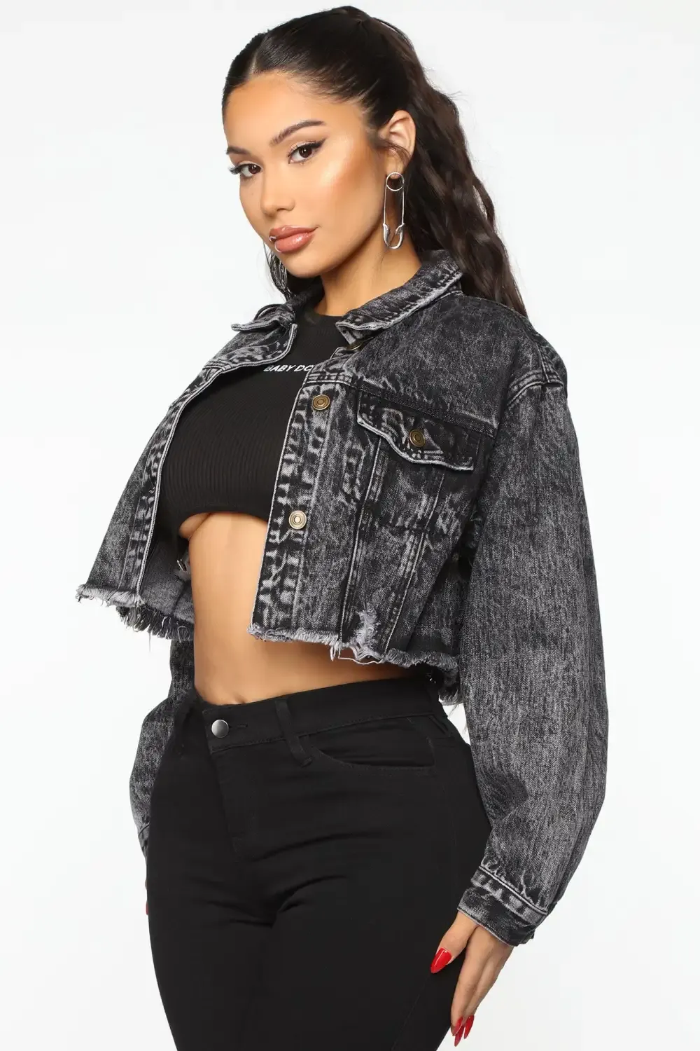 Ride With Me Acid Wash Denim Jacket  - Black