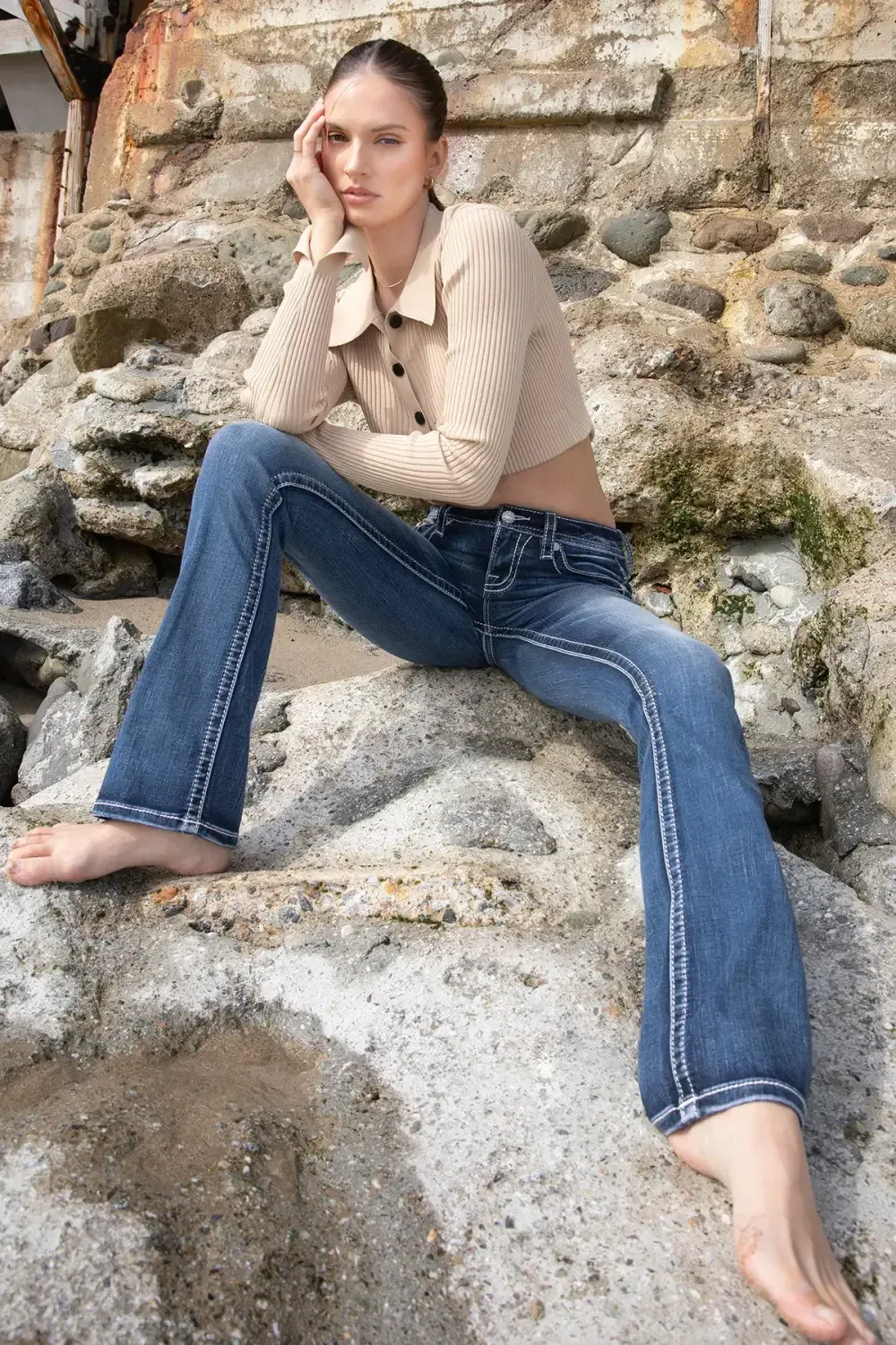 Fleur De Lis Flower Denim