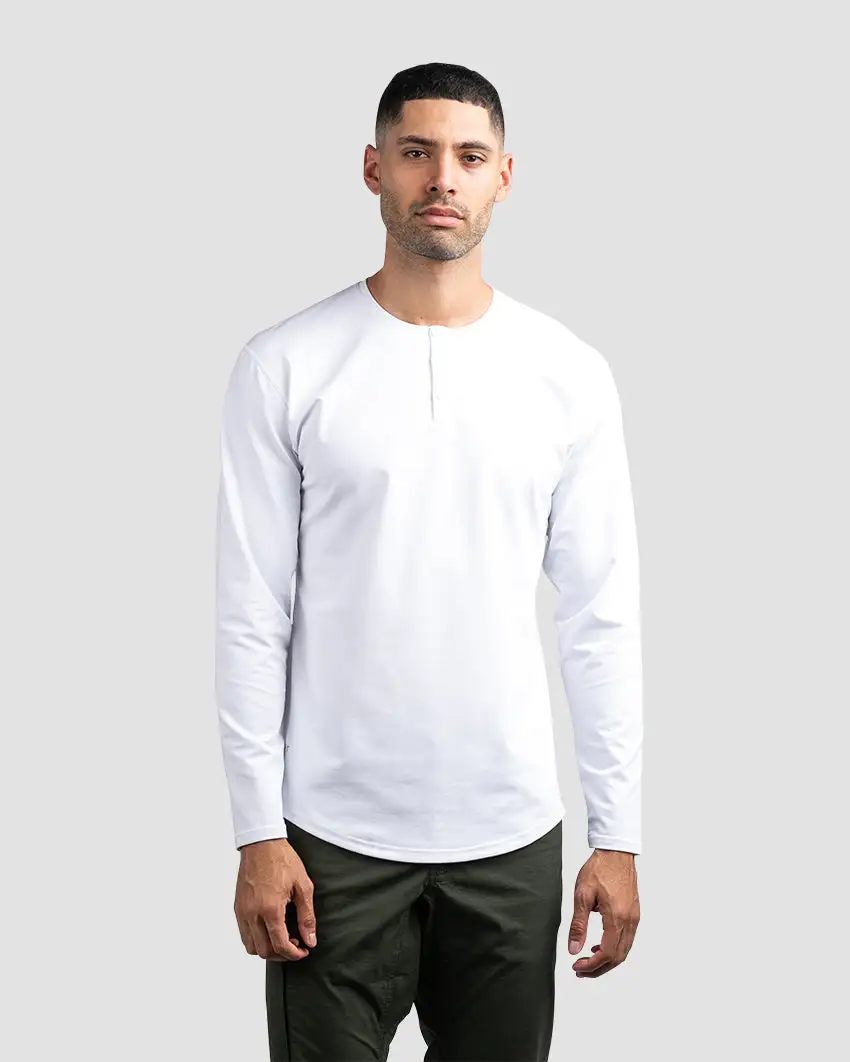 Henley Drop-Cut Long Sleeve: Lux
