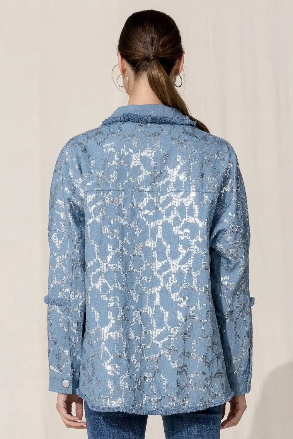 Oversized Sequin Denim Jacket