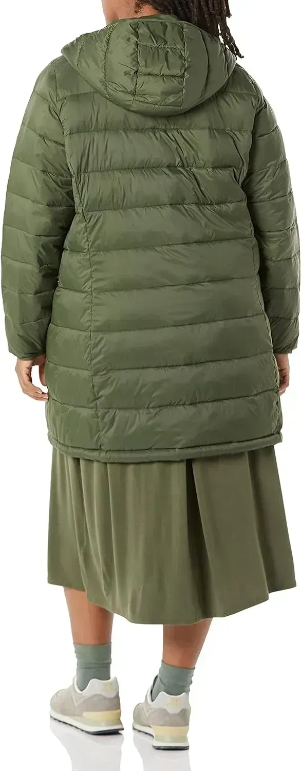 Women's Lightweight Water-Resistant Hooded Puffer Coat (Available in Plus Size)