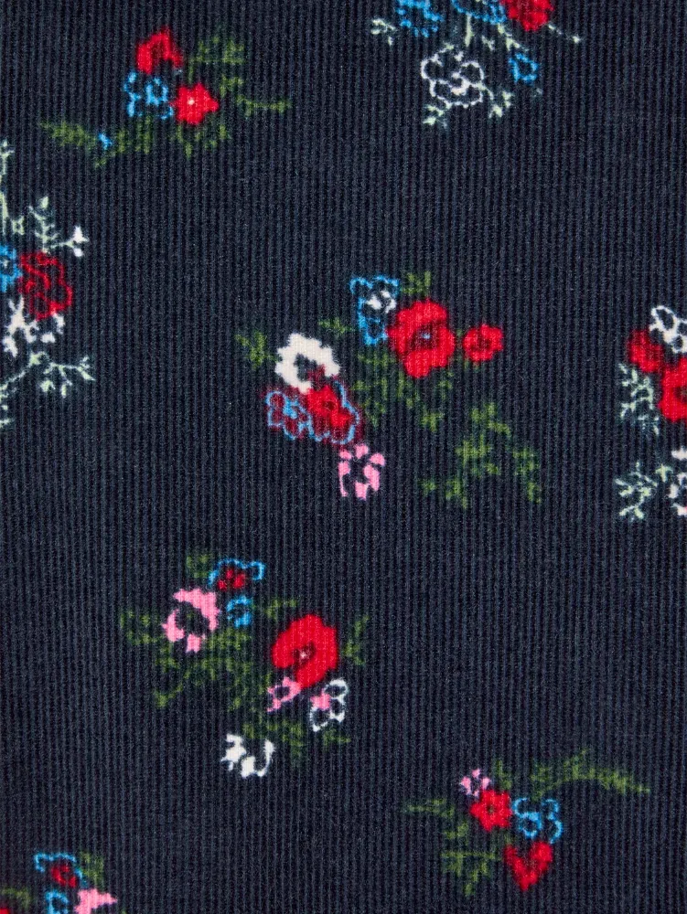 Women's Pintucked Floral Corduroy Tunic Top