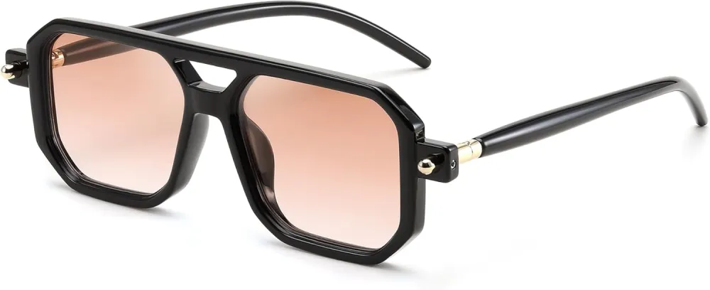 FEISEDY Vintage Square 70s Flat Aviator Sunglasses Women Men Classic Retro Stylish Frame UV400 Sunglasses B2622
