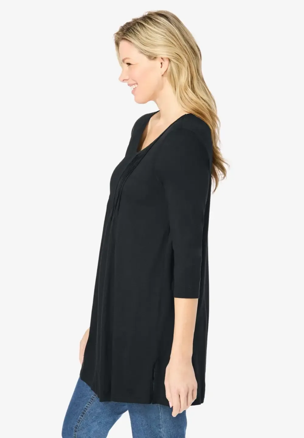 V-Neck Pintucked Tunic