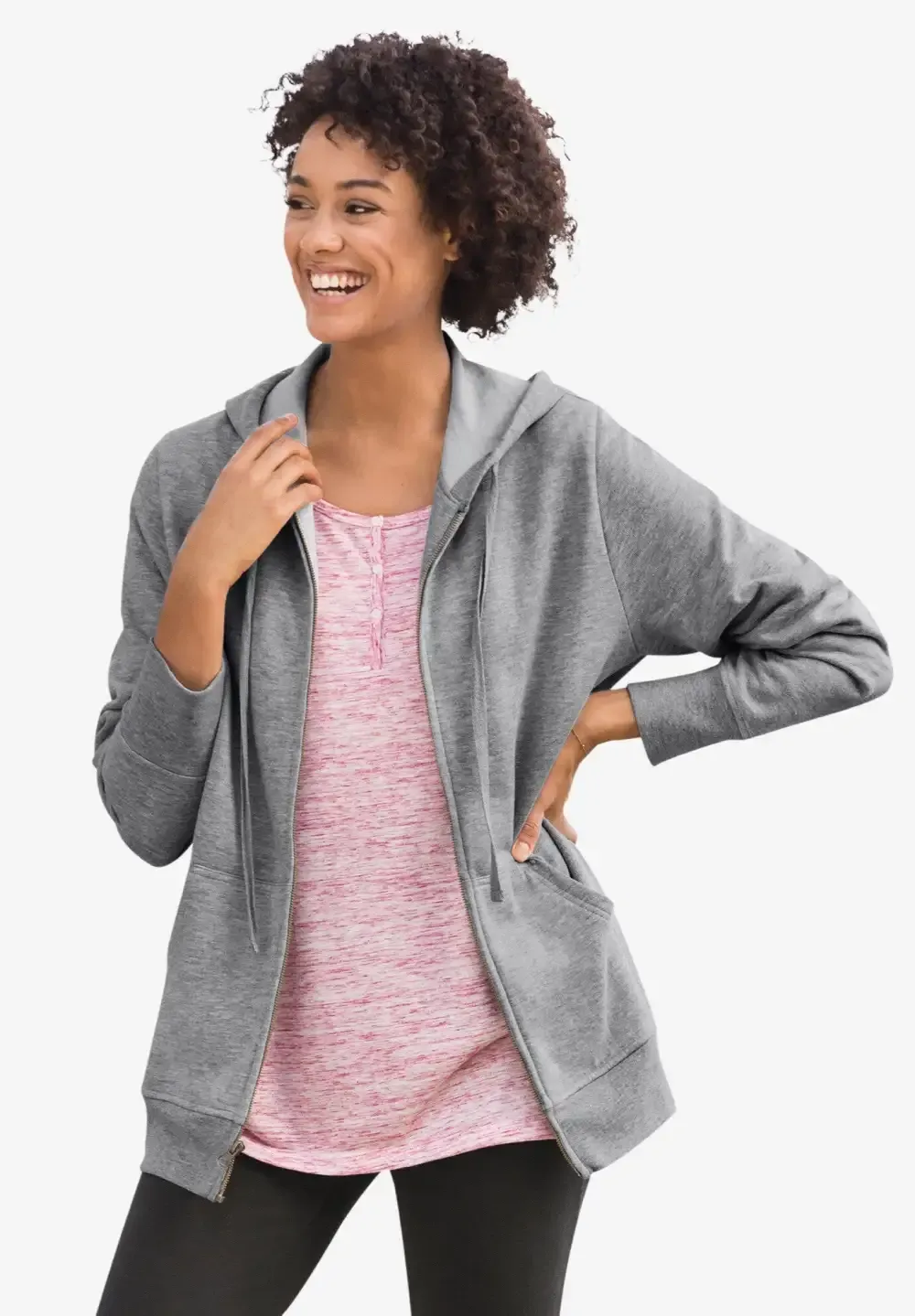 Zip Front Tunic Hoodie Jacket