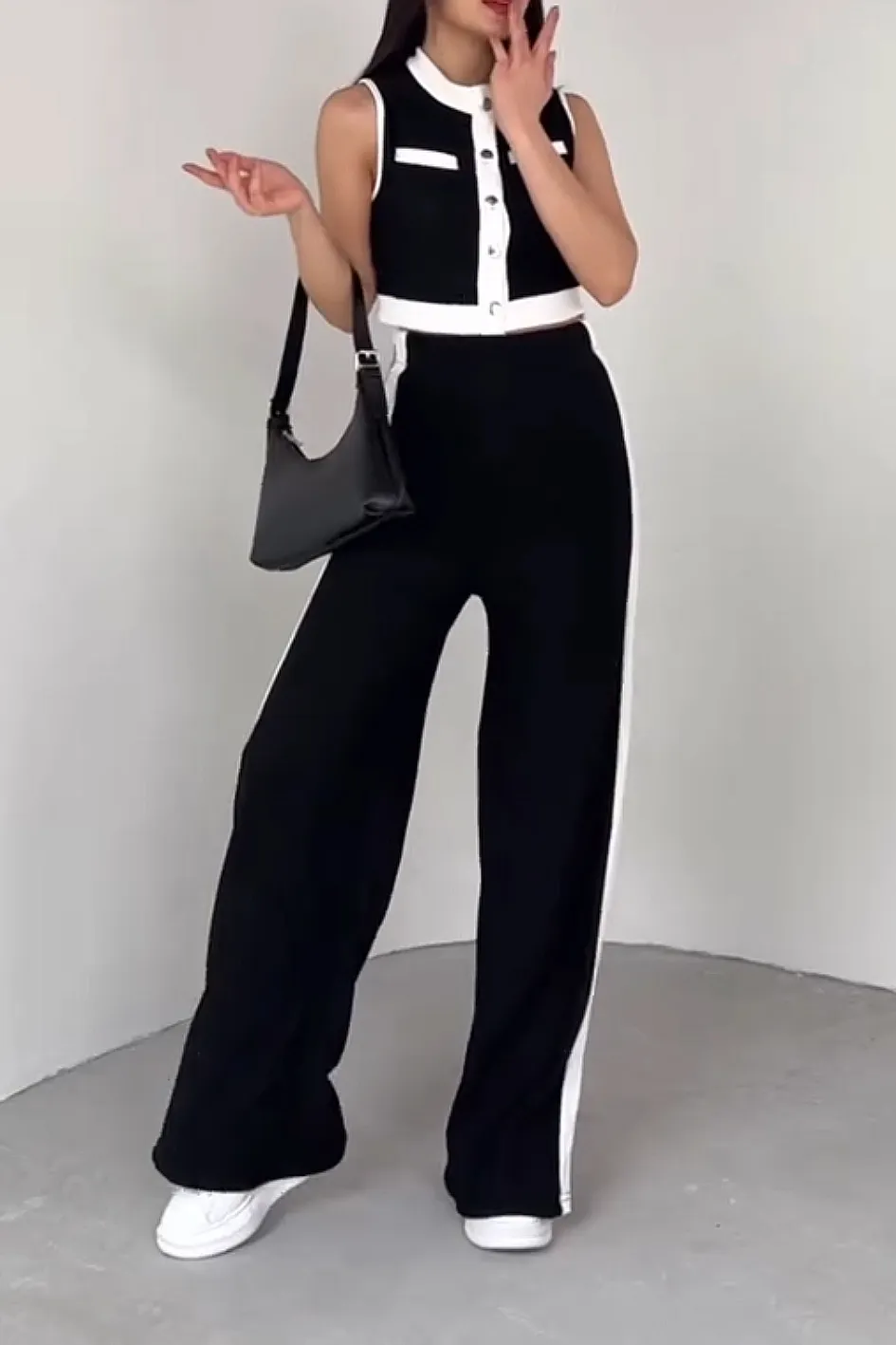 Women'S Contrasting Vest And Pants 2-Piece Set