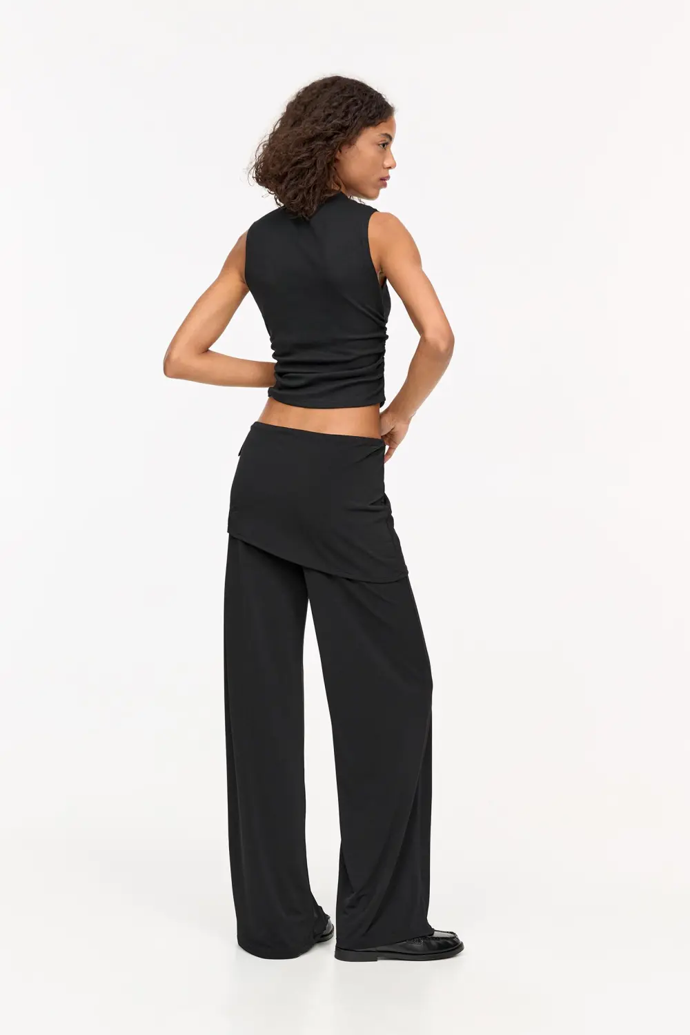 High neck gathered top