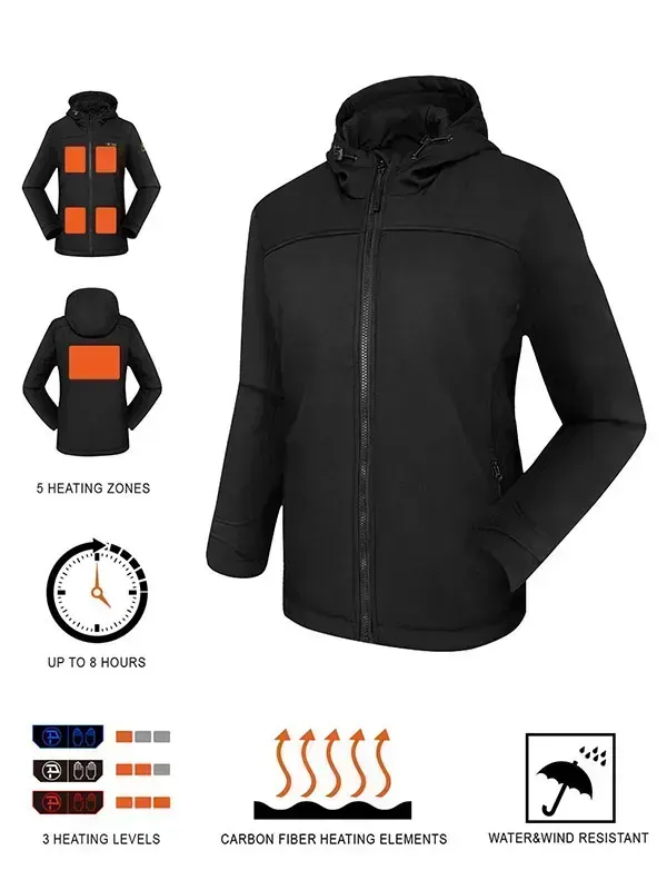 Women's heating jacket soft shell hand warmer with 7.4V battery pack