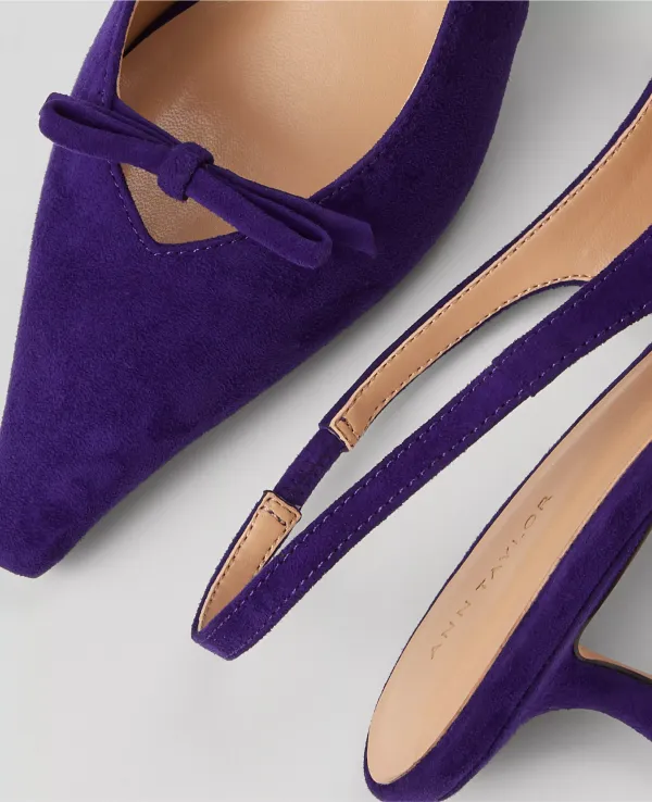 Mini Bow Slingback Suede Pump
