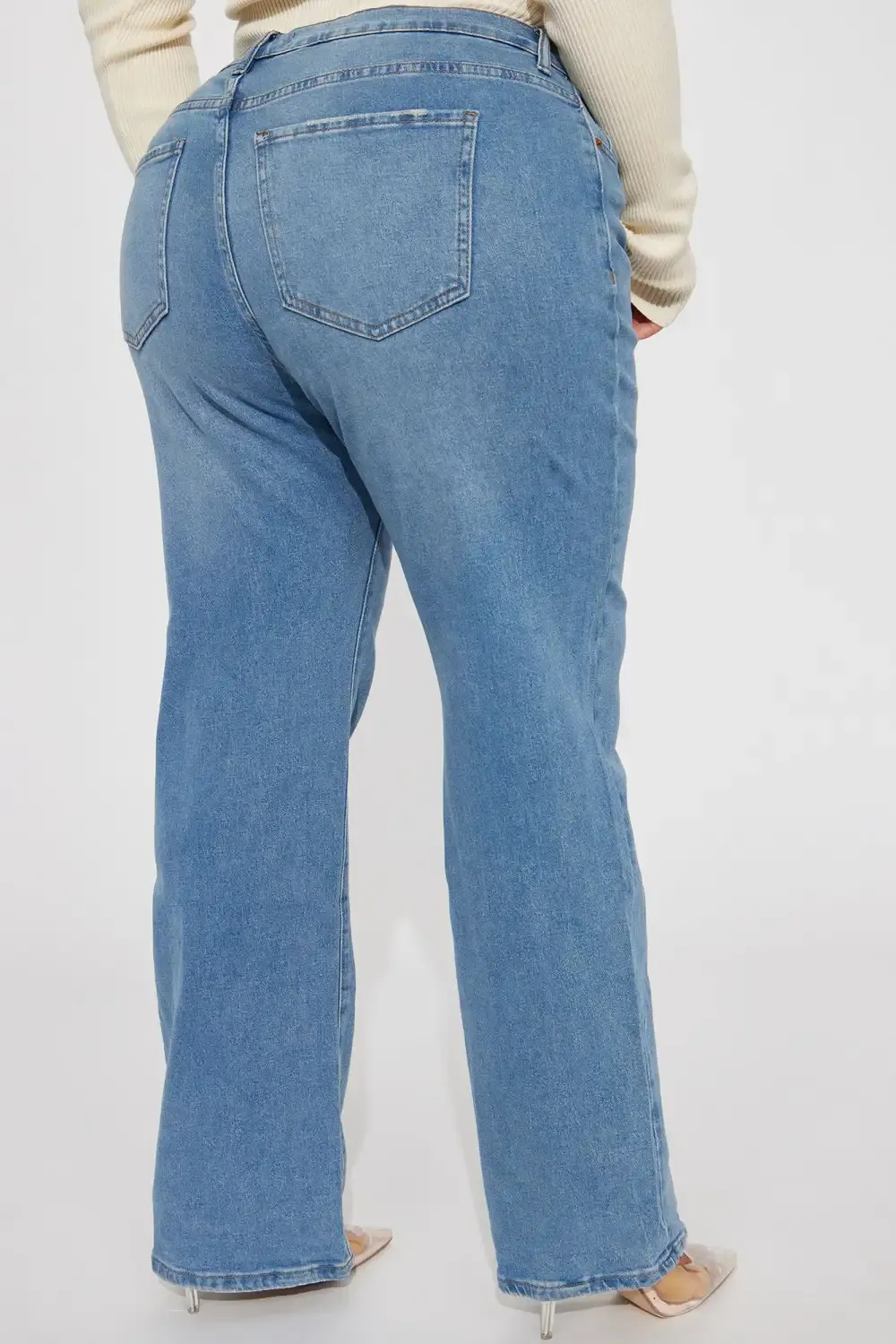 Classic 90s Low Stretch Straight Leg Jeans - Vintage Blue Wash