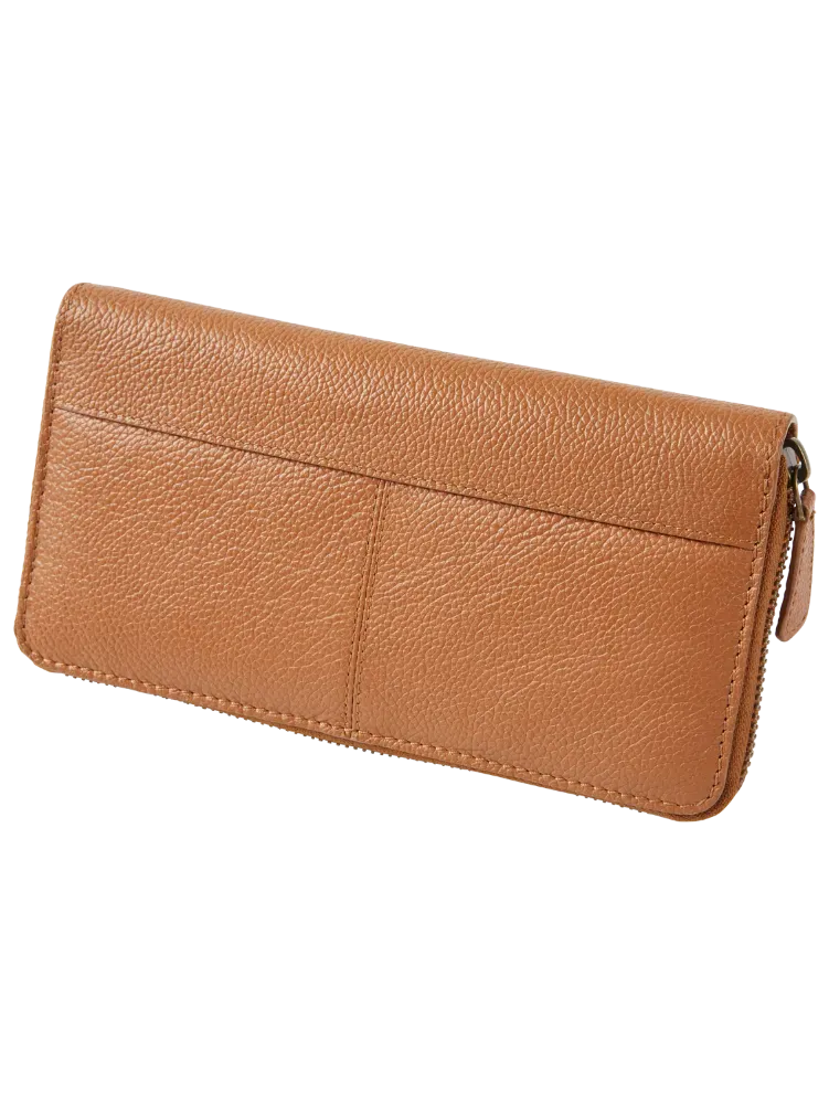 Ella Simone Accordion Zip-Around Leather Wallet, 8 Inch
