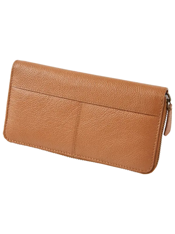 Ella Simone Accordion Zip-Around Leather Wallet, 8 Inch