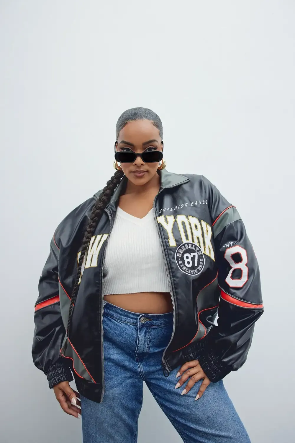 Baller Shot Caller Bomber Jacket - Black/combo