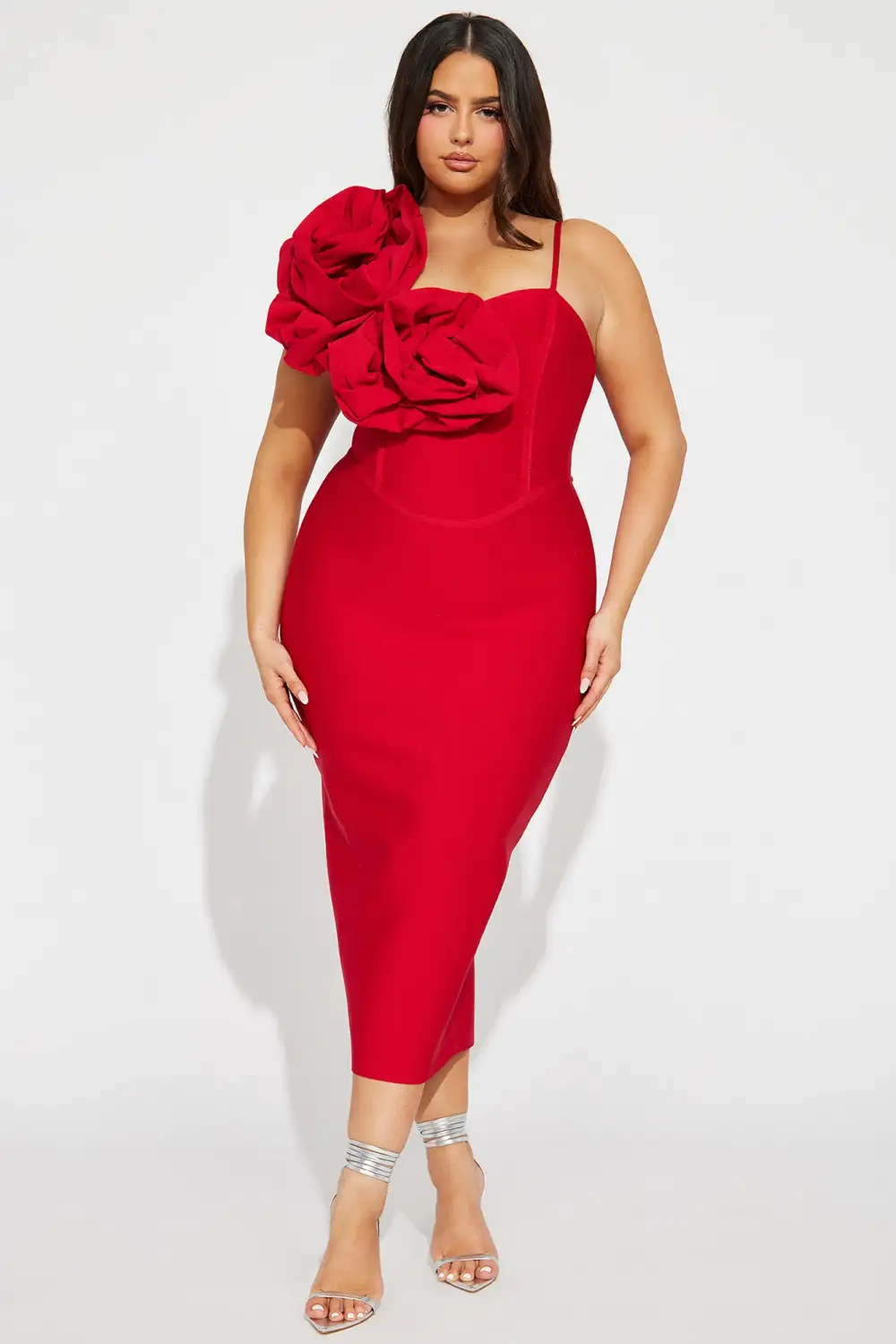 Mary Bandage Midi Dress - Red