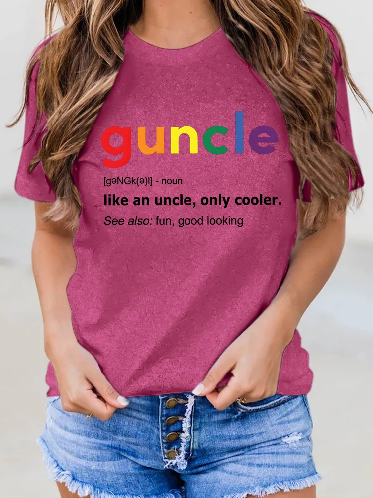 Women'S Guncle Round-Neck Short-Sleeved T-Shirt