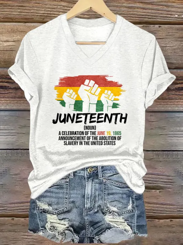 Women'S Juneteenth V-Neck Short-Sleeved T-Shirt
