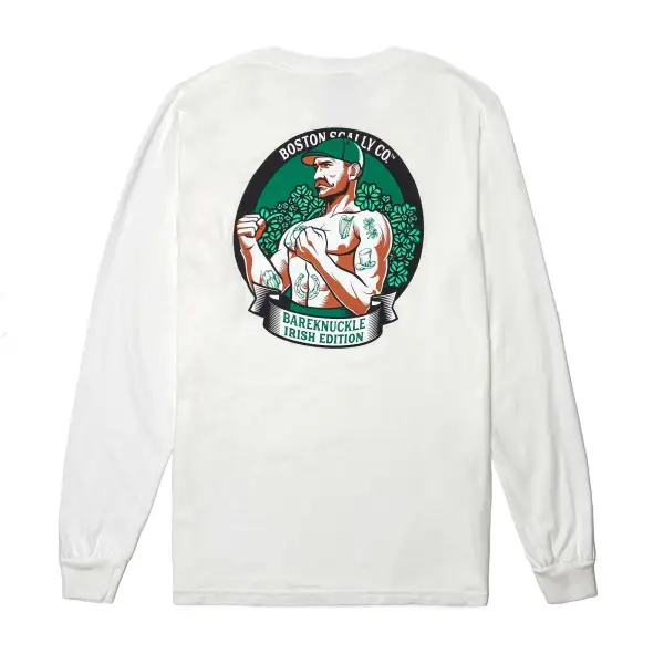 Boston Scally The Bareknuckle - Irish Edition Long Sleeve Tee T-Shirt - White
