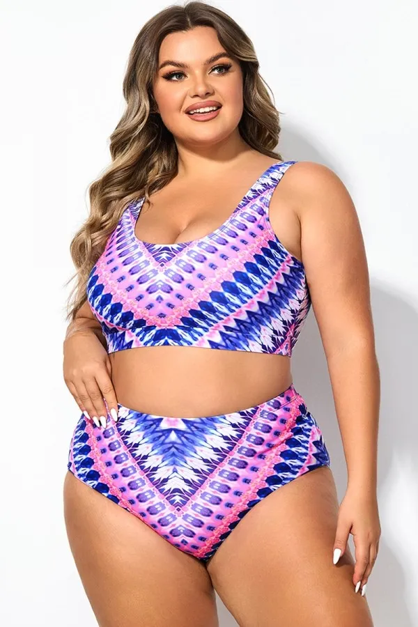 Plus Size Flattering Vibrant Stripe Bikini Top