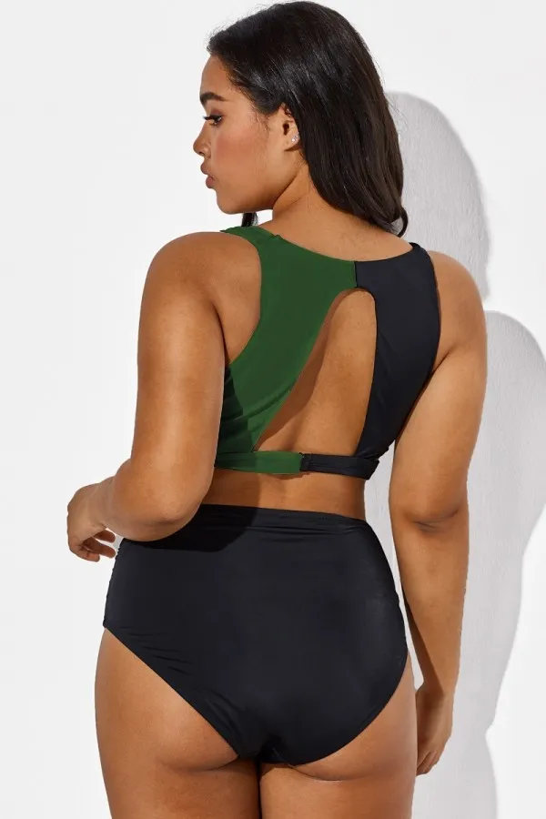 Colorblock Stylish Women Wrap Swimsuits Bikini Top