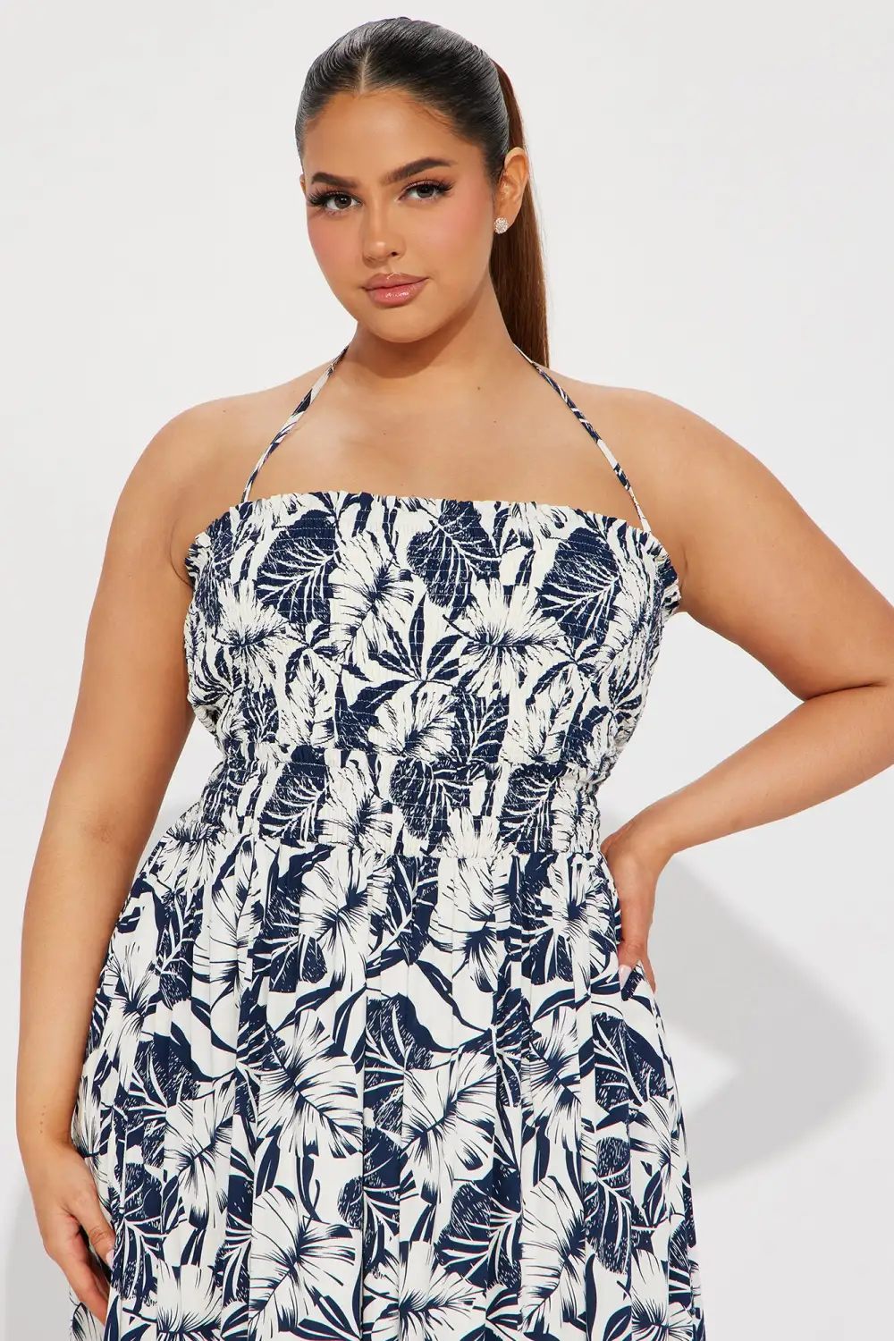 Bianca Tropical Maxi Dress - Navy/combo