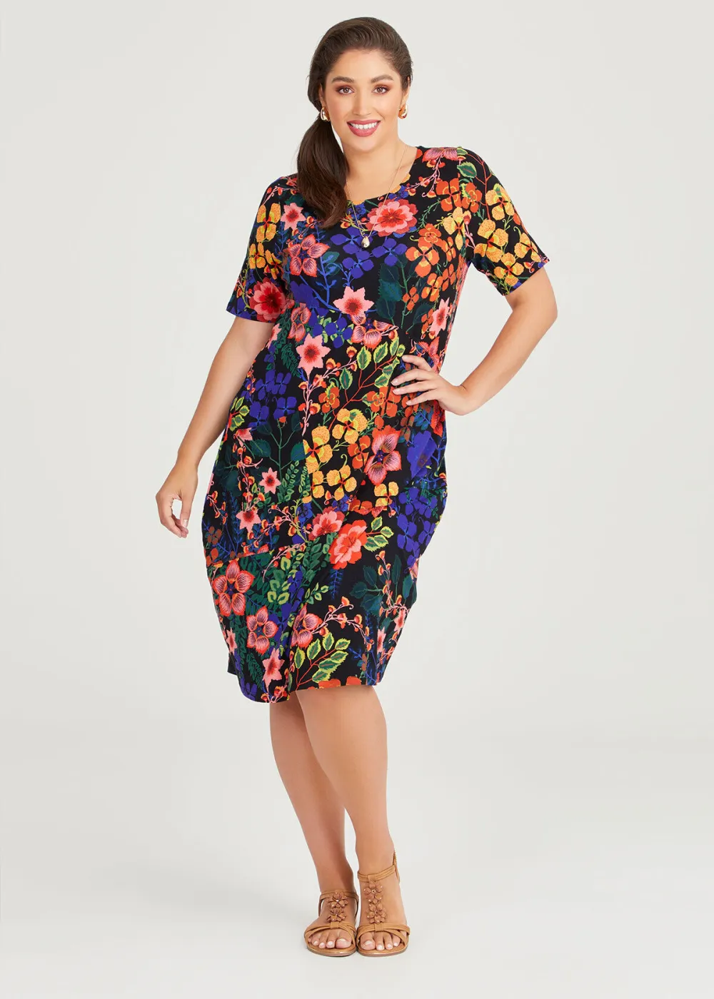 Natural Iris Panel Dress