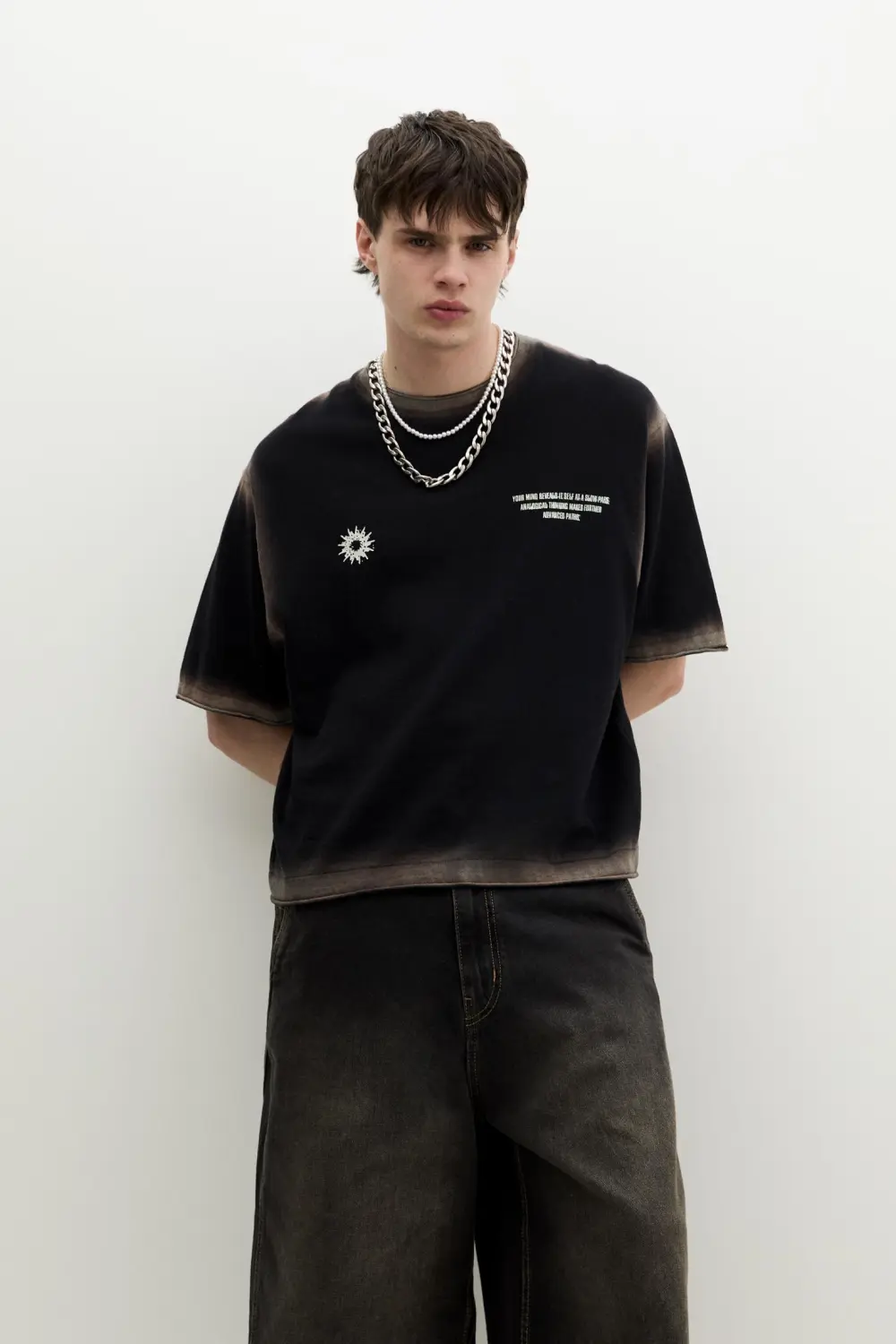 Knit T-shirt with faded edges