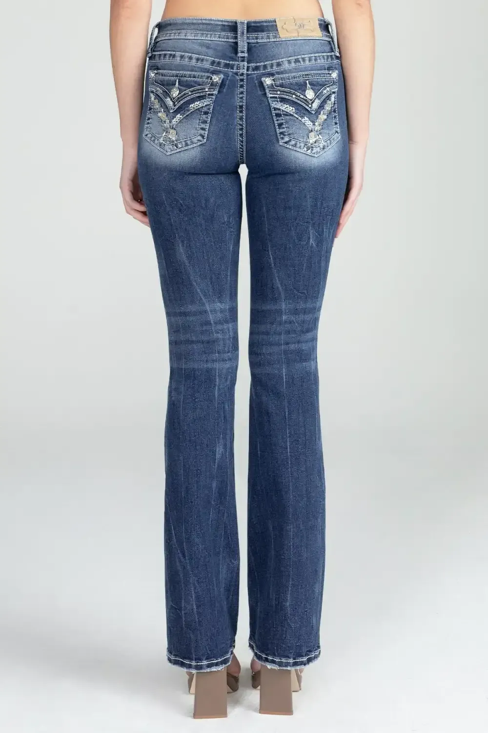 Geometric Braid Cross Stitch Bootcut Denim