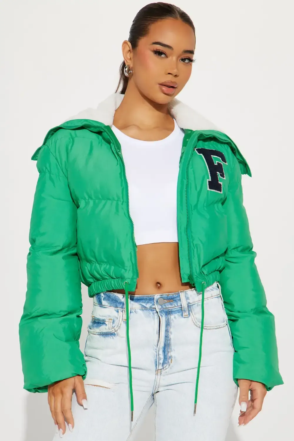 One Wish Only Puffer Jacket - Kelly Green