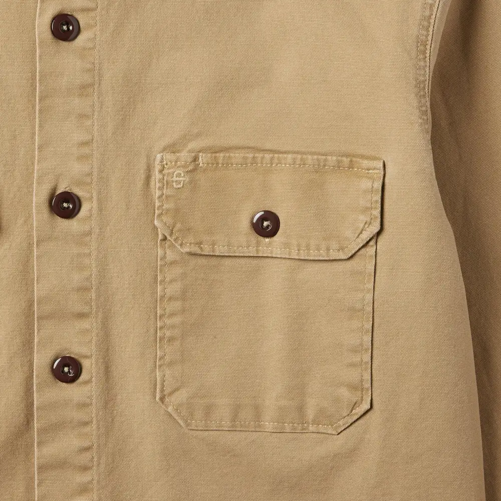 Camel Stretch Canvas Shirt Jacket