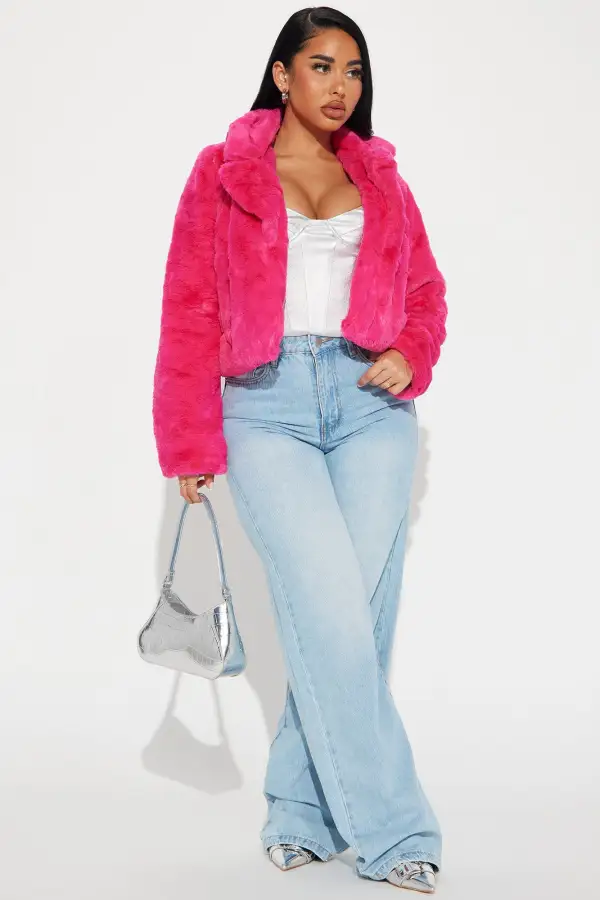 Warm By The Fireside Faux Fur Jacket - Fuchsia