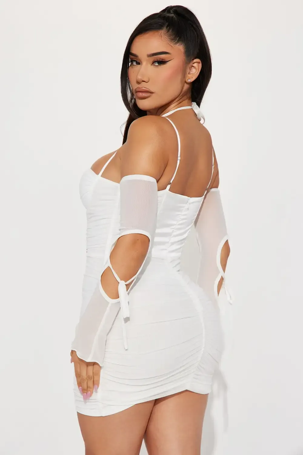 Hayes Ruched Mini Dress - White