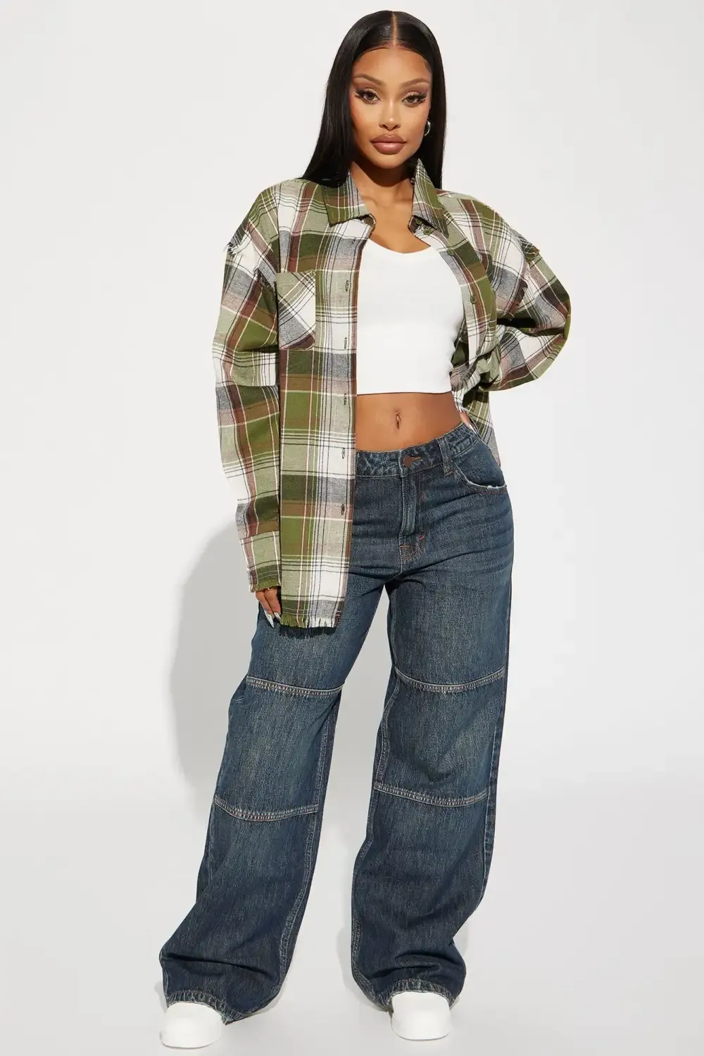 Get To It Tinted Non Stretch Wide Leg Jeans - Dark Wash
