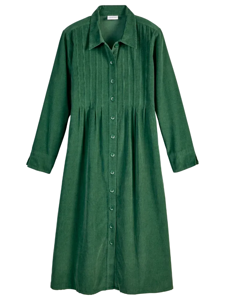 Pintuck Cotton Corduroy Dress