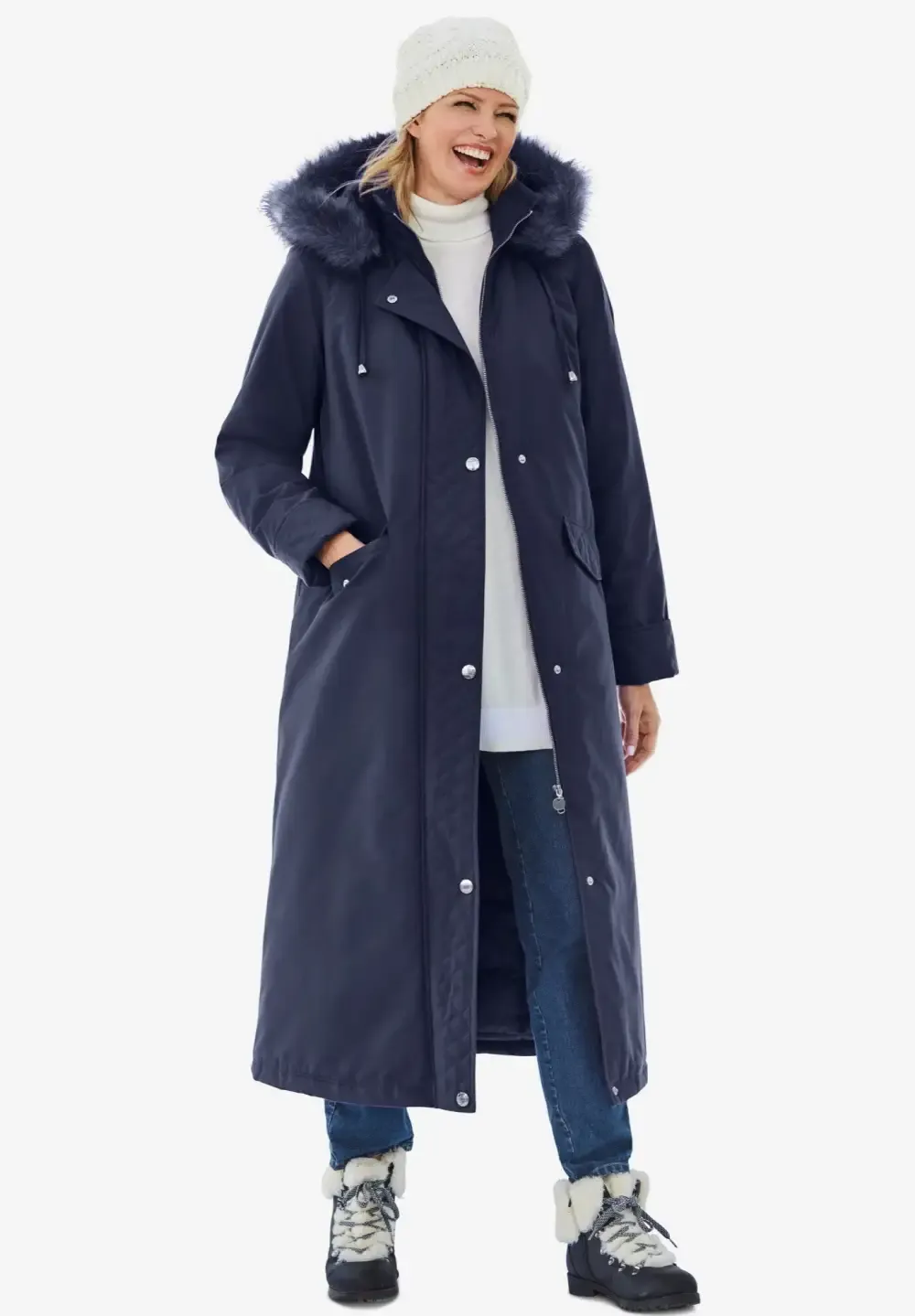 Long Hooded DTM Faux Down Parka Coat