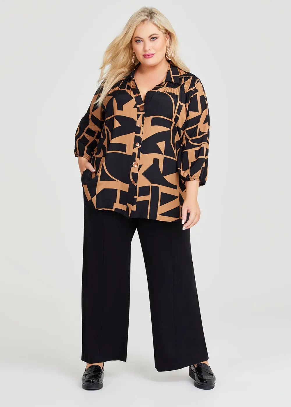 Shirring Detail Natural Shirt