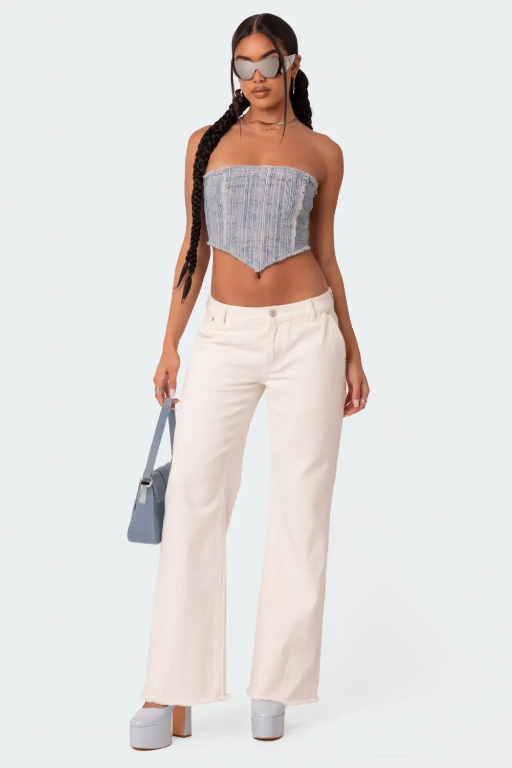 Cici Distressed Denim Corset