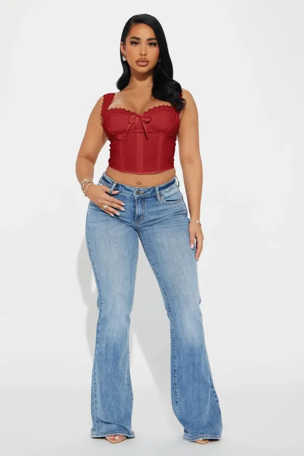 Cottage Core Corset Top - Red