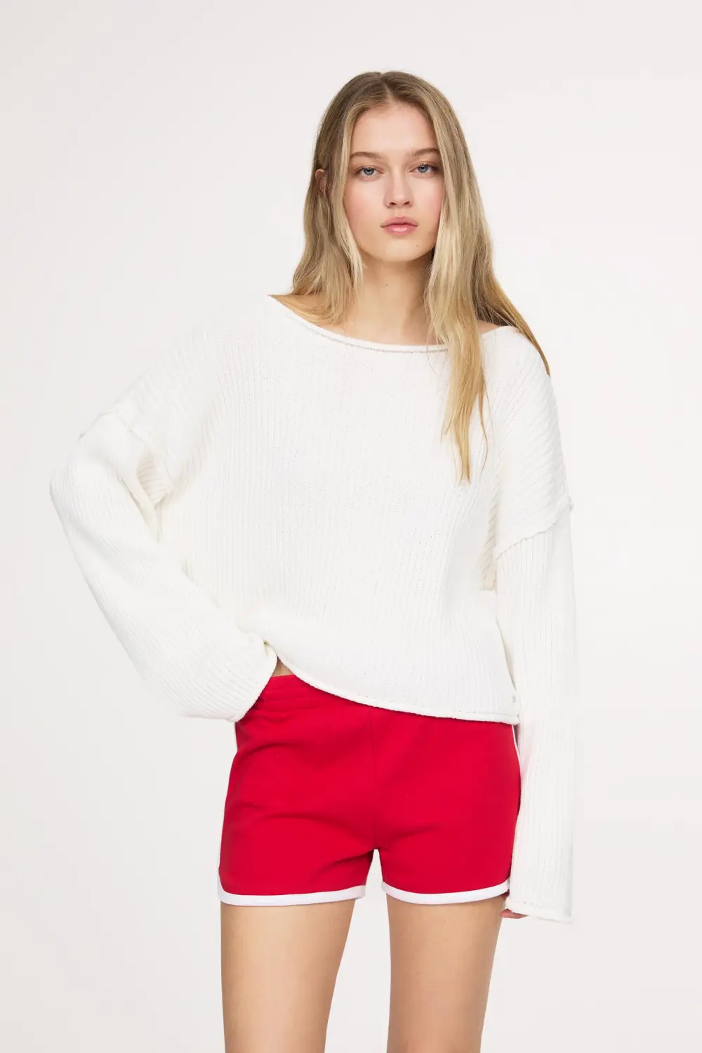 Jersey cropped canalé