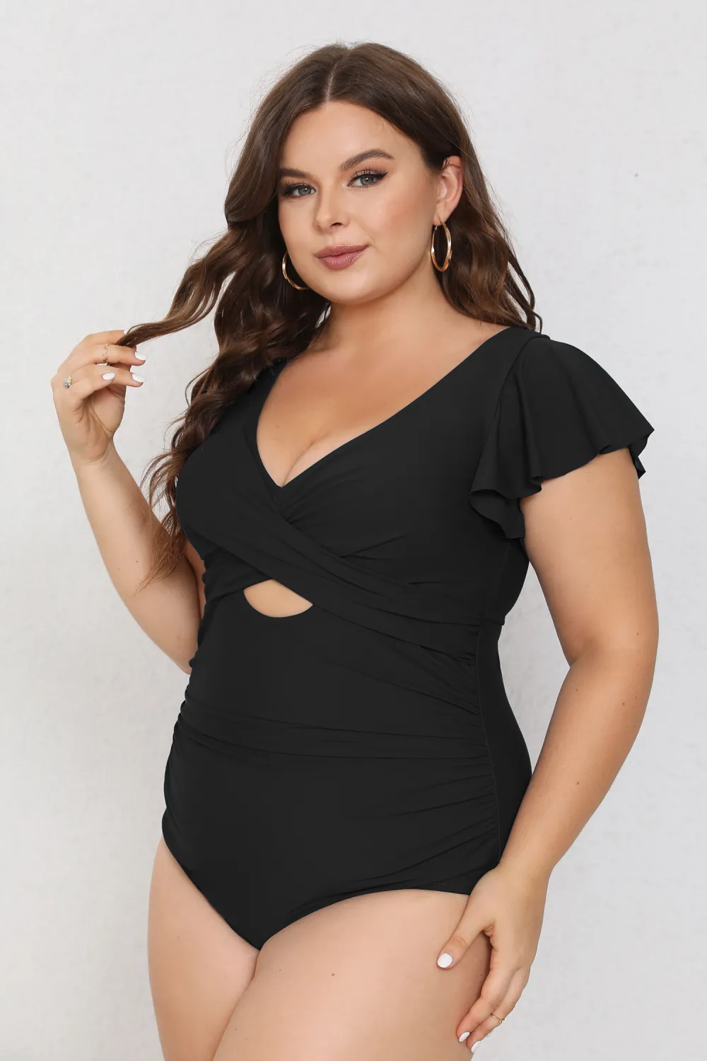 Emerald Flutter Sleeve Tummy Control One-Piece