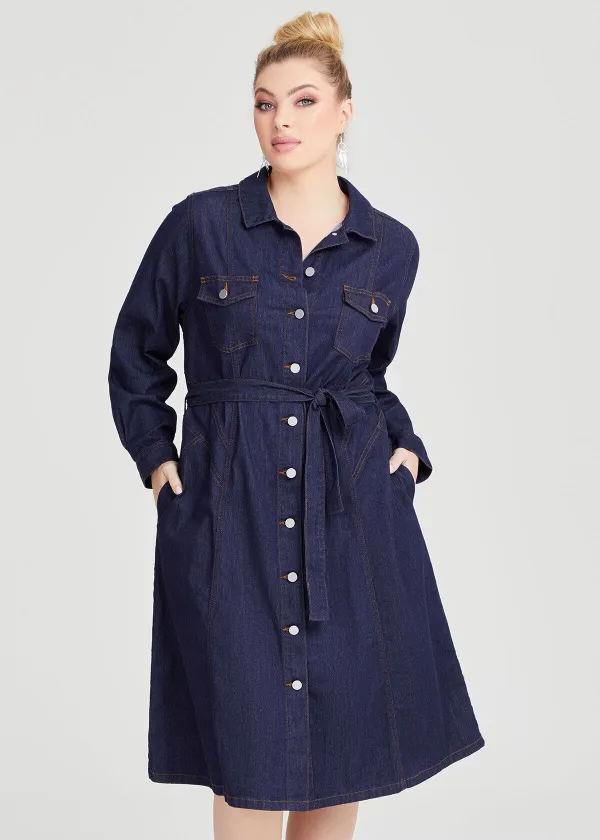 Cotton Chambray Shirt Dress