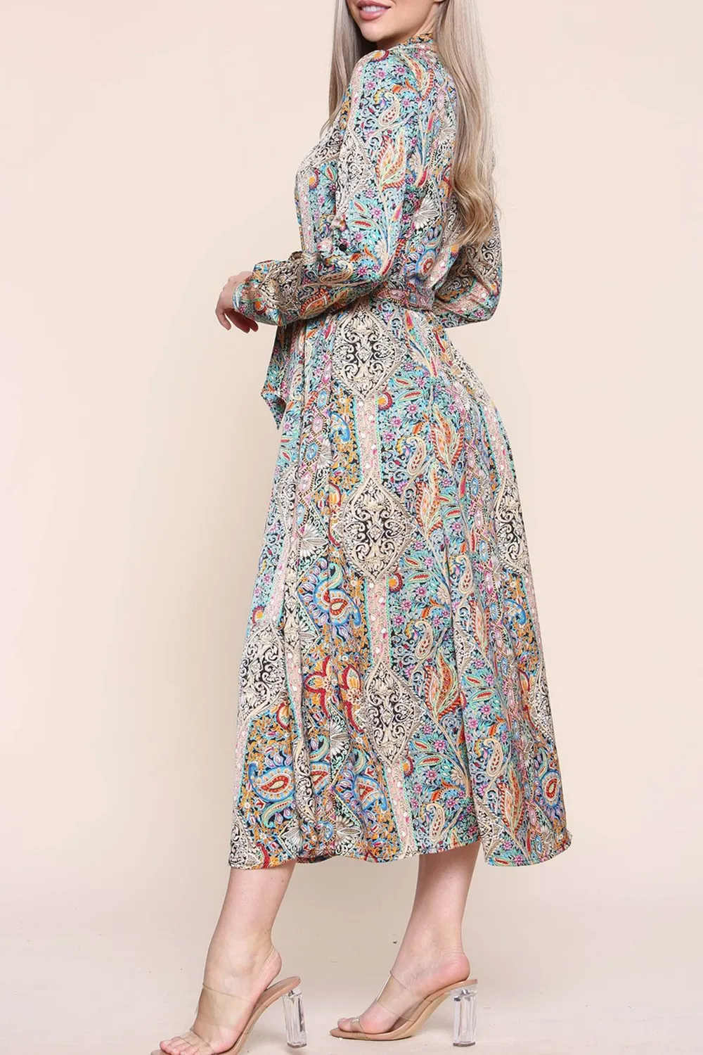 Women's Green Paisley Maxi Dress