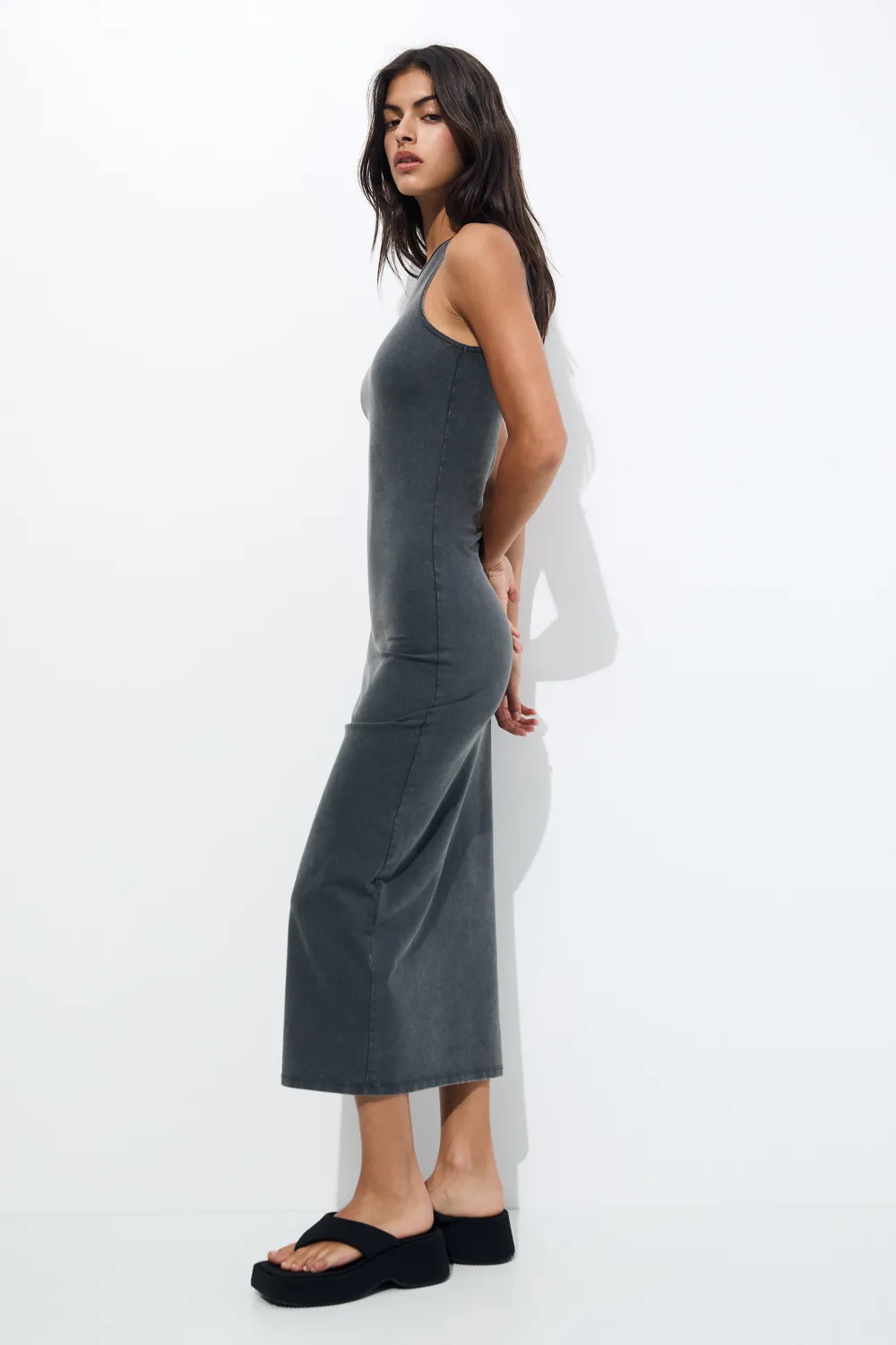 Vestido midi manga sisa halter