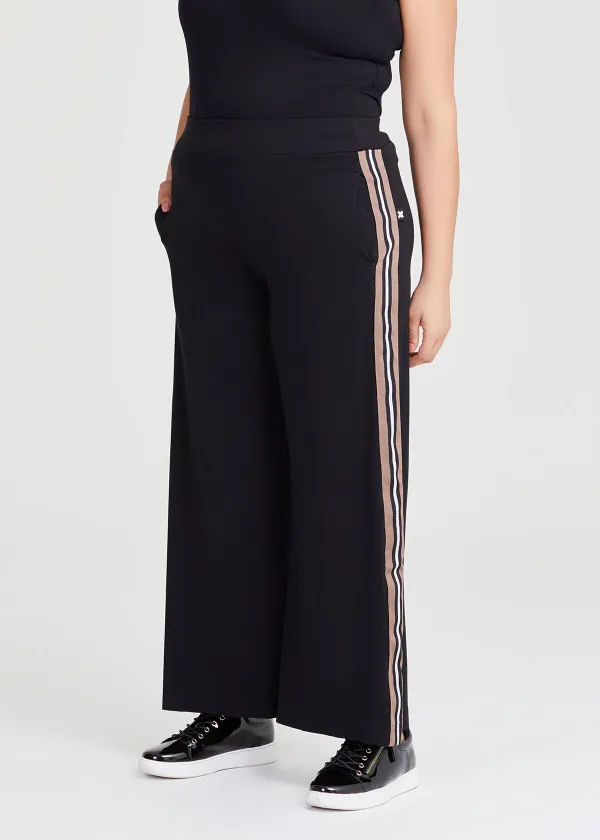 Ponte Stripe Wide Leg Pant