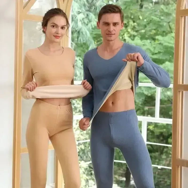 Winter Thermal Underwear Double Layer Warm Lingerie Suit