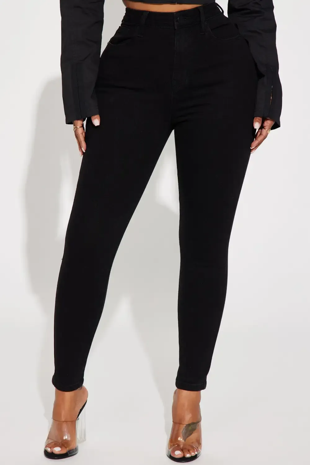 Petite Harper High Rise Stretch Skinny Jeans - Black Wash